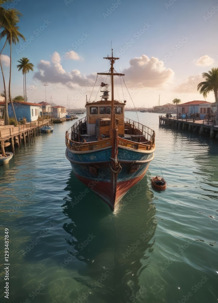 Fototapeta premium Un barco de carga en el puerto de Puerto Progreso, water, marina