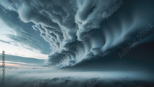 Dramatic Rain Clouds Forming Abstract Sky Background with Soft Light and Motion for Atmospheric Nature and Weather Designs