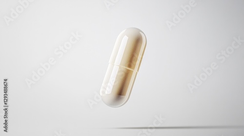 Floating capsule with soft shadows highlights simplicity and pur