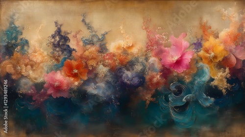 Abstract floral panorama, soft colors