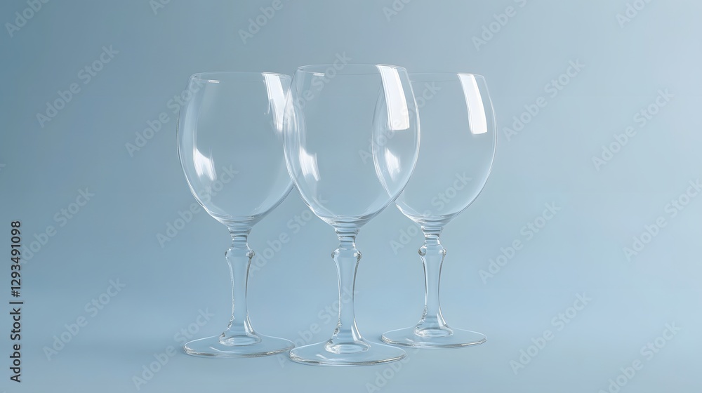 Elegant arrangement of two wine glasses on a blue background creating a romantic and sophisticated atmosphere Elegant arrangement of two wine glasses on a blue background creating a romantic and sophisticated atmosphere