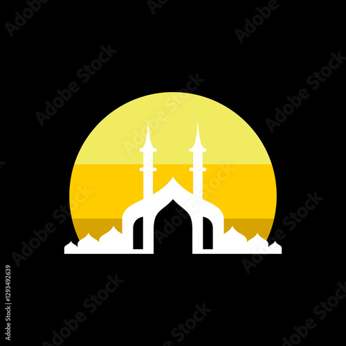 mosque, logo design, vector, icon, symbol, islamic, muslim, architecture, islamic, muslim, islam, travel, religion, background, building, minaret, arabic, dome, ramadan, night, landmark, design, cultu