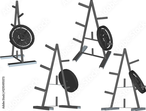 vector illustration of the design of a rack for storing barbells for fitness exercise in the gym