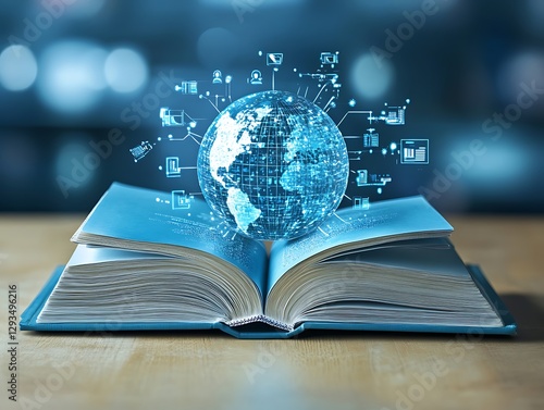 Global knowledge digital world emerging from book