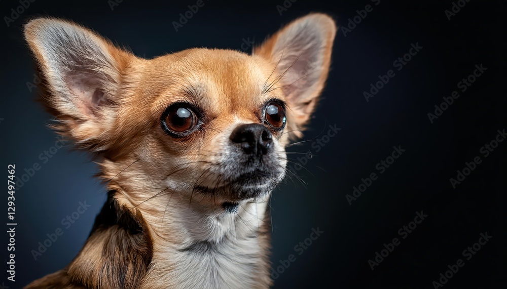 Adorable Chihuahua Portrait ShortHaired Pup Gazing with Energetic Expression and Soft Fur Textures, Perfect for Digital Art, Home Decor, or Design Inspiration Adorable Chihuahua Portrait ShortHaired Pup Gazing with Energetic Expression and Soft Fur Textures, Perfect for Digital Art, Home Decor, or Design Inspiration
