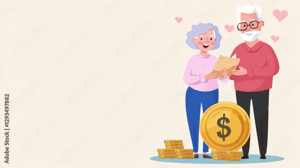 Naklejka premium Planning financial security for retirement an elderly couple's journey home office infographic motivational financial icon
