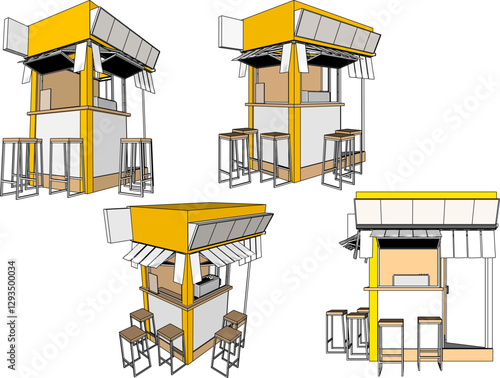 vector sketch illustration of traditional japanese ethnic food stall design