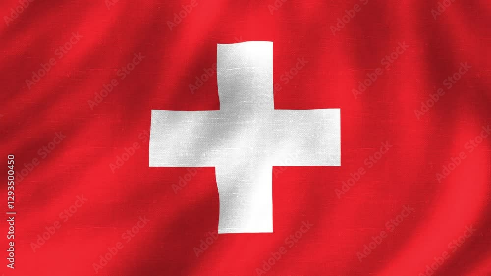 Swiss flag animation moving smoothly with cloth pattern. 4K quality Swiss flag animation moving smoothly with cloth pattern. 4K quality