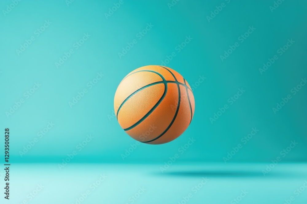 Floating basketball with vibrant background creates dynamic ener Floating basketball with vibrant background creates dynamic ener