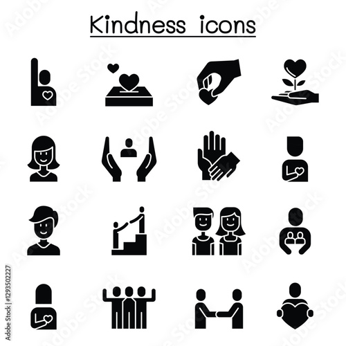 Kindness, Care, volunteer icon set in thin line style