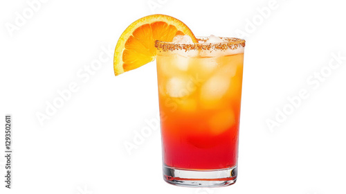 Wallpaper Mural refreshing cocktail served in a clear glass filled with ice the drink has a vibrant gradient of orange and red hues. garnished with a slice of orange and a rim coated with sugar or salt. making it vis Torontodigital.ca