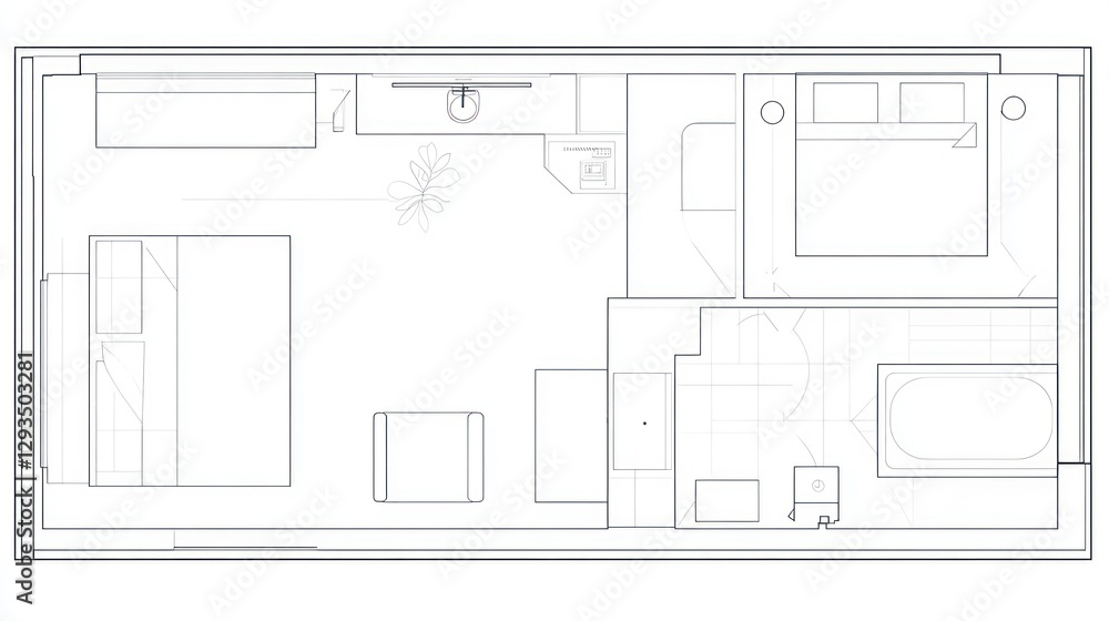Modern Studio Apartment Floor Plan: A Detailed Architectural Design for Compact Living Modern Studio Apartment Floor Plan: A Detailed Architectural Design for Compact Living