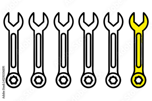 set of Wrench & pliers silhouette vector illustration