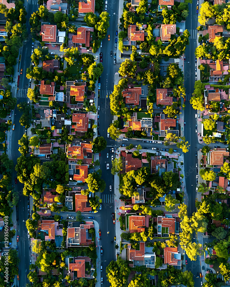 Aerial View of Suburban Houses and Roads Aerial View of Suburban Houses and Roads
