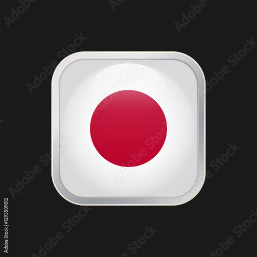 Free Download Japanese flag icon isolated on black background. The national flag of Japan. Square vector icon with rounded corners and silver borders - GFXLoad