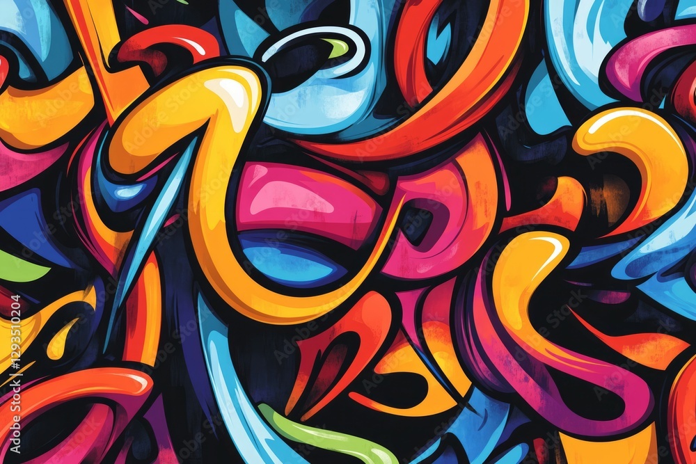 Naklejka premium Intricate graffiti explosion in vibrant urban setting. Neural network AI generated