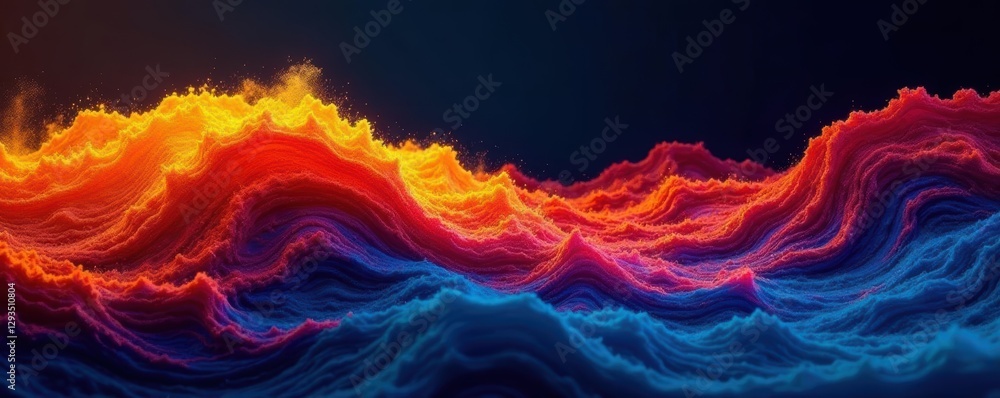 Abstract wave of yellow, blue, red Grainy texture, dark noise , design, background, color Abstract wave of yellow, blue, red Grainy texture, dark noise , design, background, color