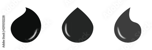 Water drop icon set. Water drops silhouette collection. Raindrop, oil symbol.