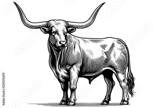 Vector Illustration of a Texas Longhorn