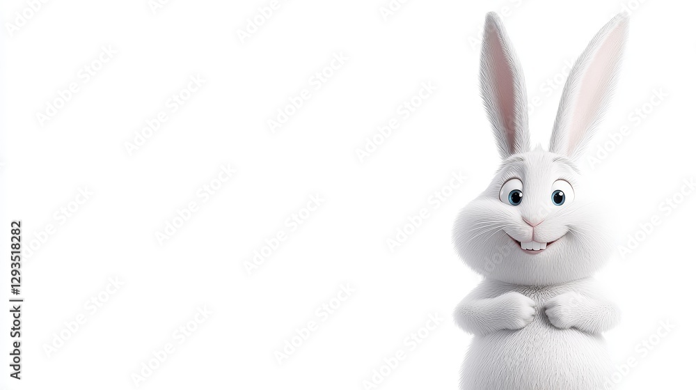 Fototapeta premium Whimsical Cartoon Rabbit Character with Friendly Smile and Ears