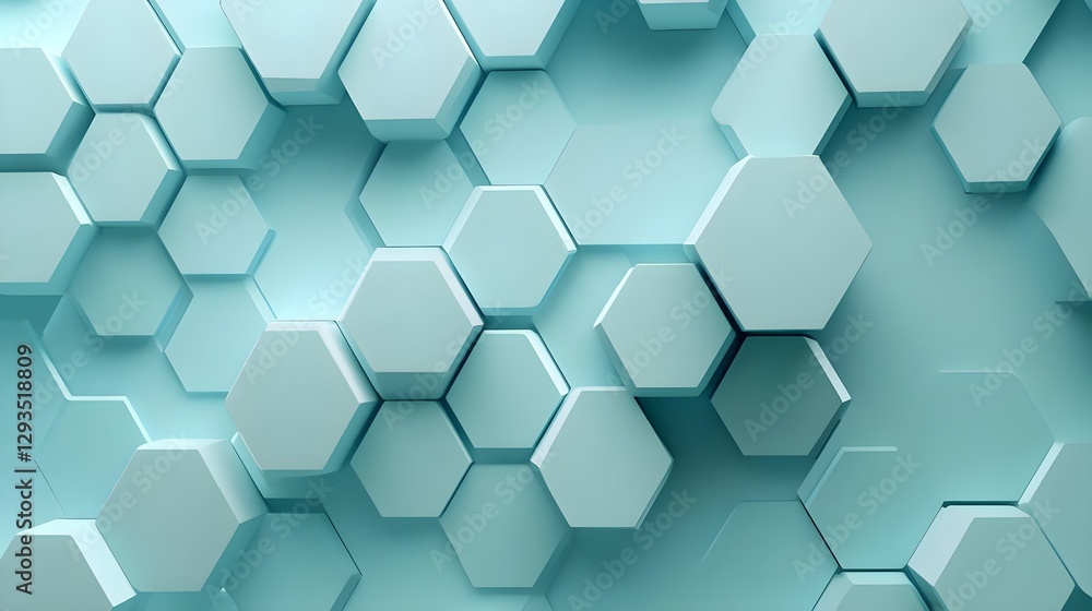Teal Hexagonal Patterns with 3D Effect Creating Abstract Background Design Teal Hexagonal Patterns with 3D Effect Creating Abstract Background Design