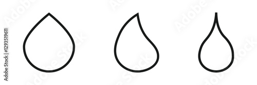 Water drop black icon. Droplet water shapes logo, collection.