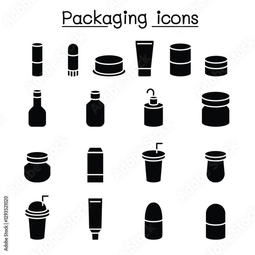 Packaging icon set in thin line style