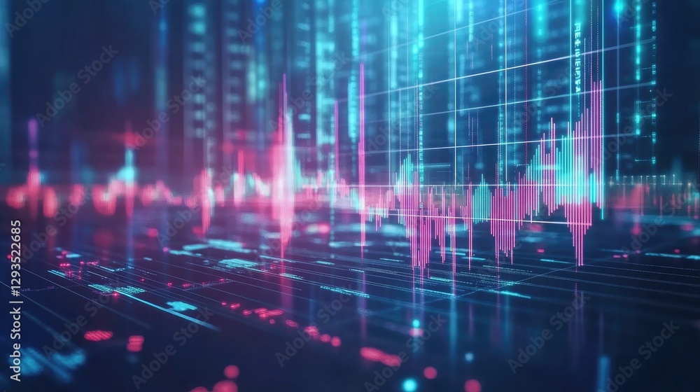 Abstract Futuristic Data Visualization, Dynamic Financial Market Representation Abstract Futuristic Data Visualization, Dynamic Financial Market Representation