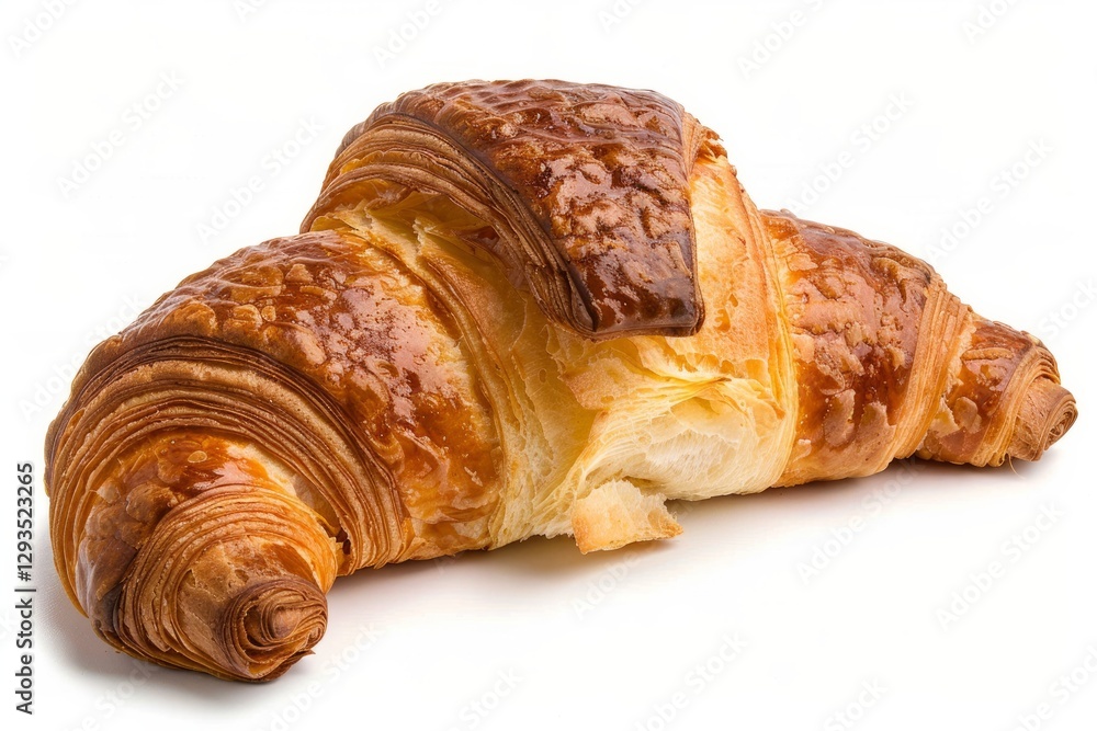 Golden croissant on white background. Neural network AI generated Golden croissant on white background. Neural network AI generated