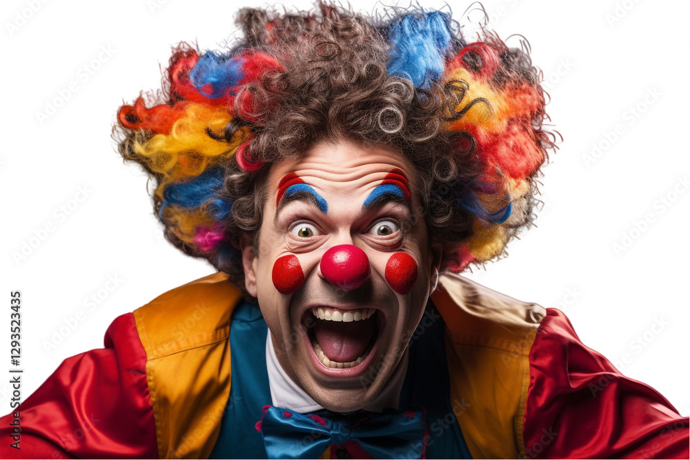 Clown with Colorful Hair Isolated on Transparent Background Clown with Colorful Hair Isolated on Transparent Background