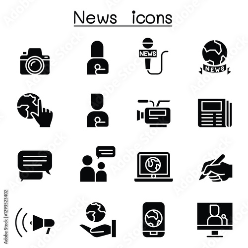 News icon set in thin line style