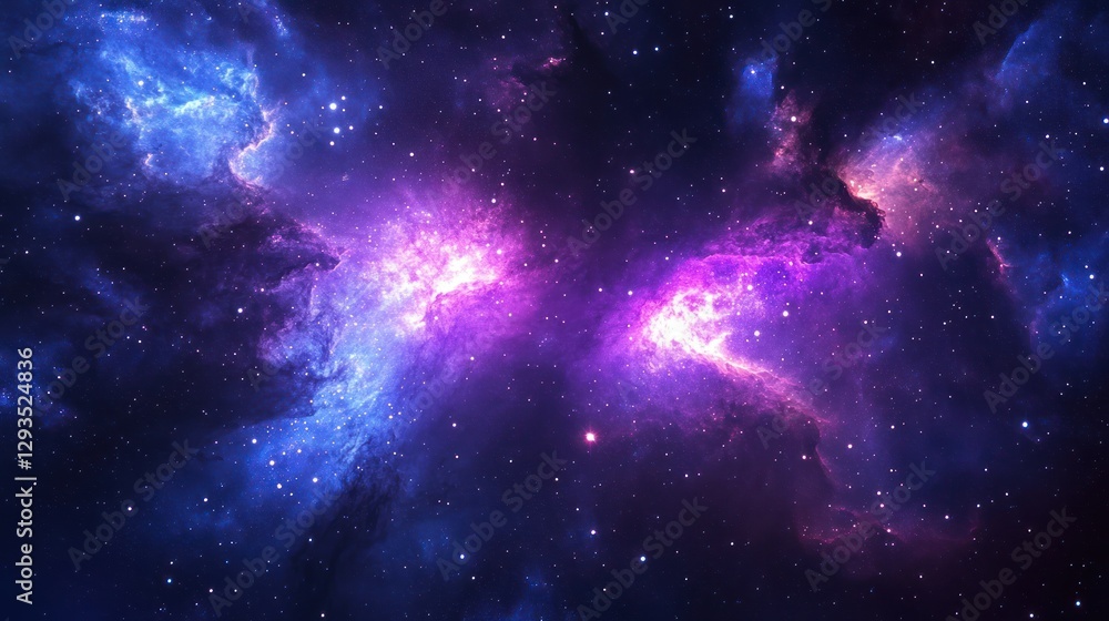Fototapeta premium Cosmic Nebula, vibrant colors, starfield background, space exploration, science fiction