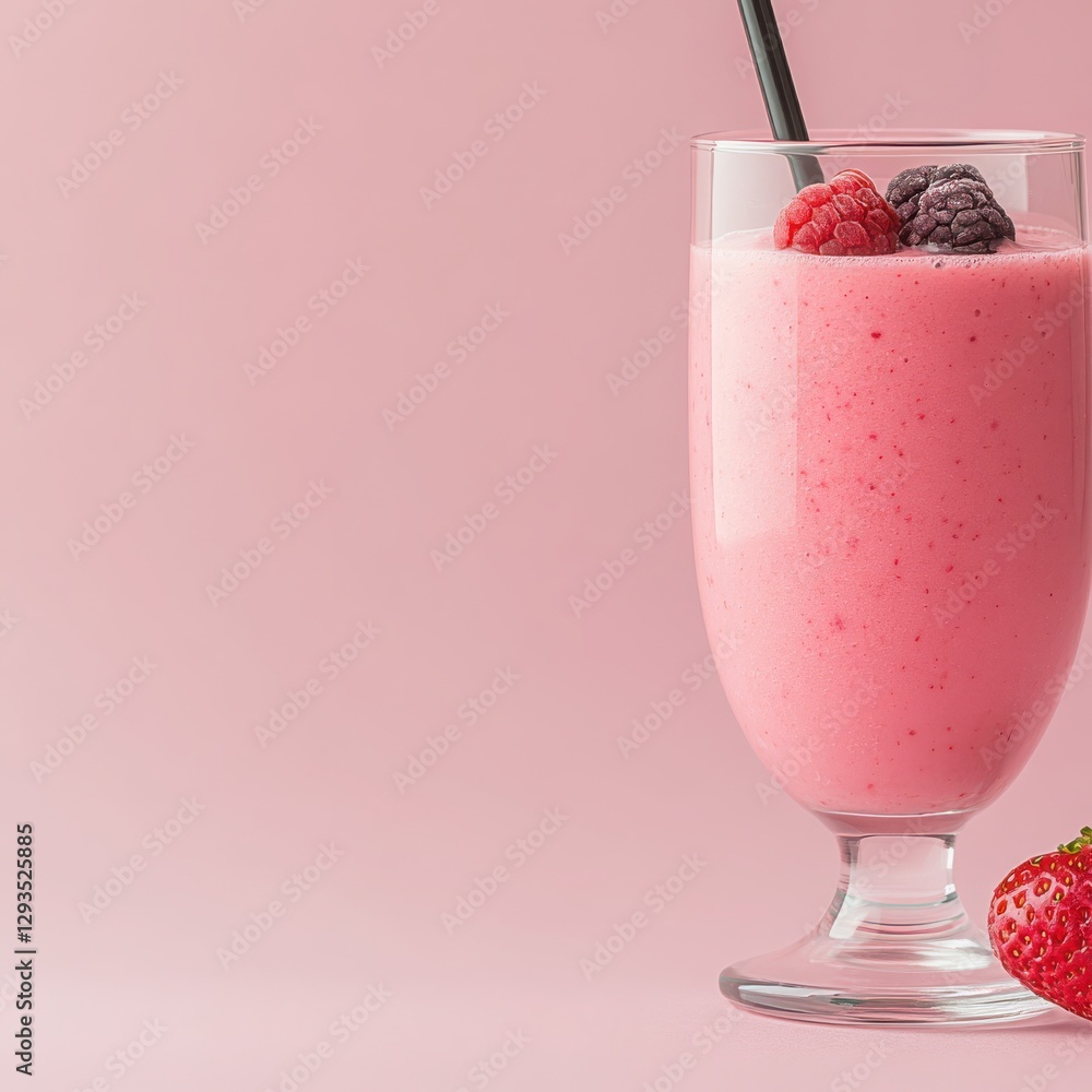 Pink Berry Smoothie with Fresh Raspberries and Strawberries Pink Berry Smoothie with Fresh Raspberries and Strawberries