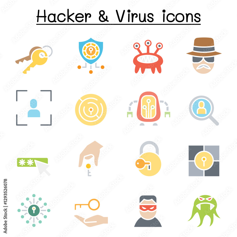 Fototapeta premium Hacker icon set in thin line style