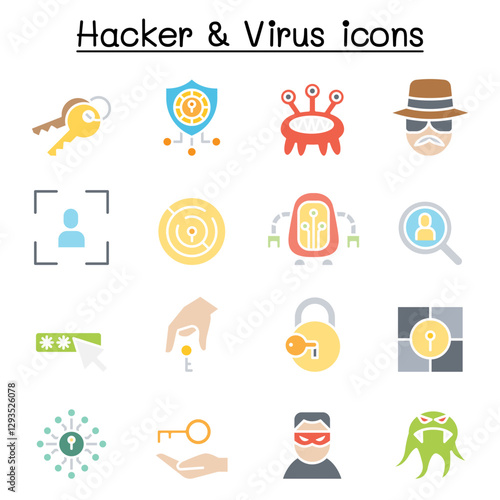 Hacker icon set in thin line style