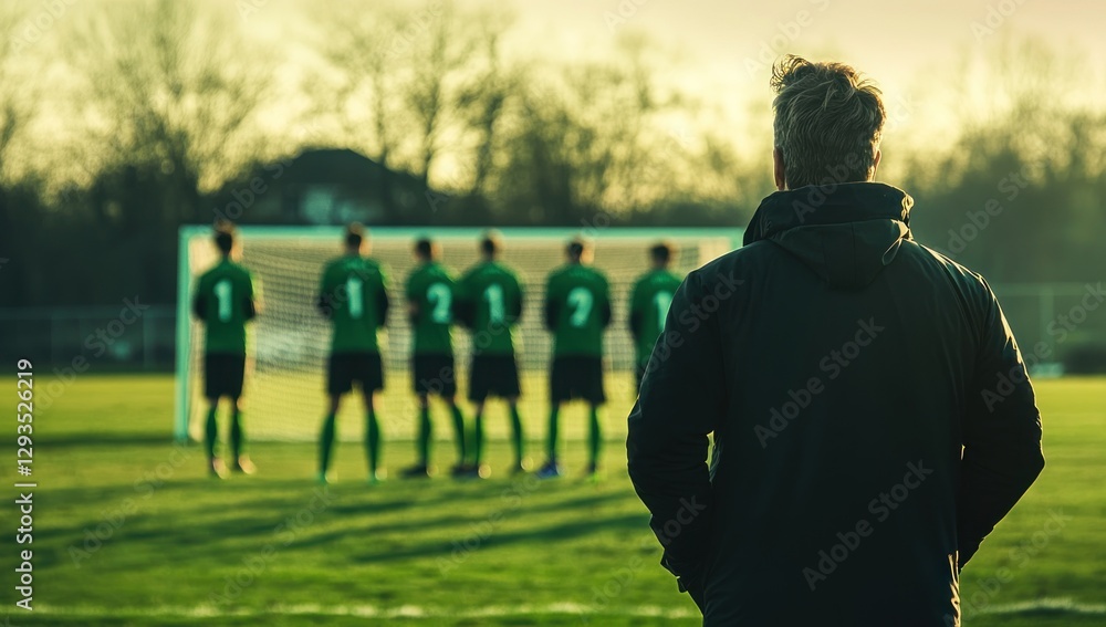Obraz premium Soccer Coach Watching His Team