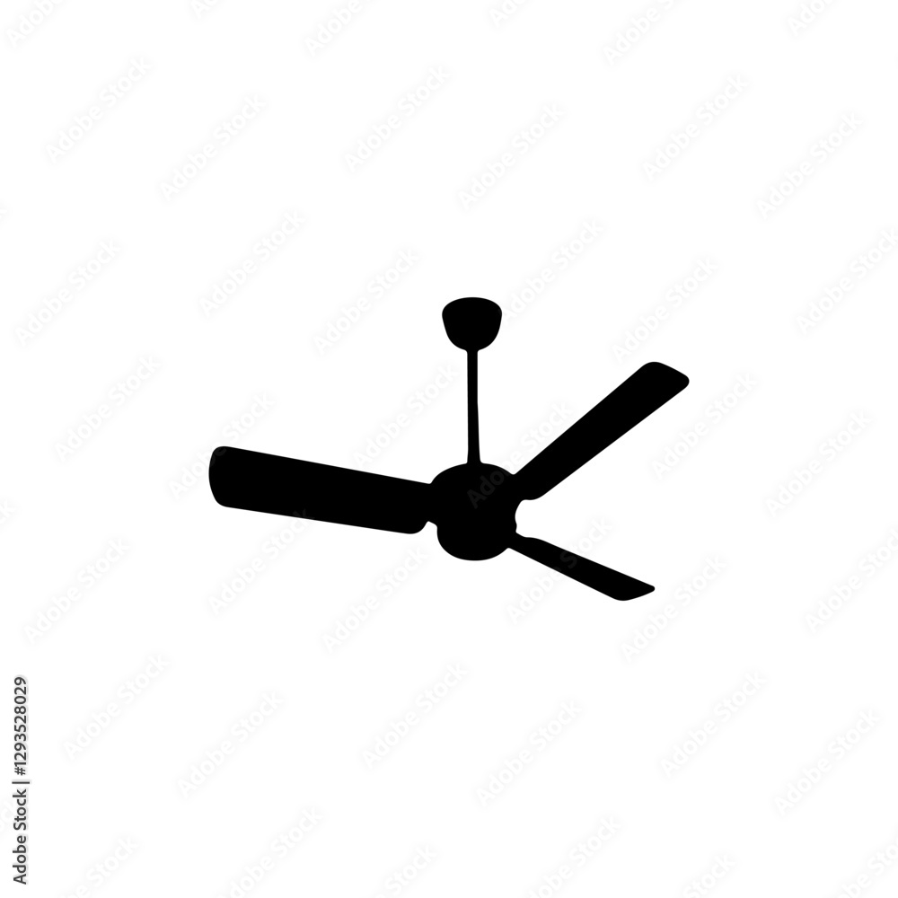 Black Ceiling fan silhouette vector illustration on white background Black Ceiling fan silhouette vector illustration on white background