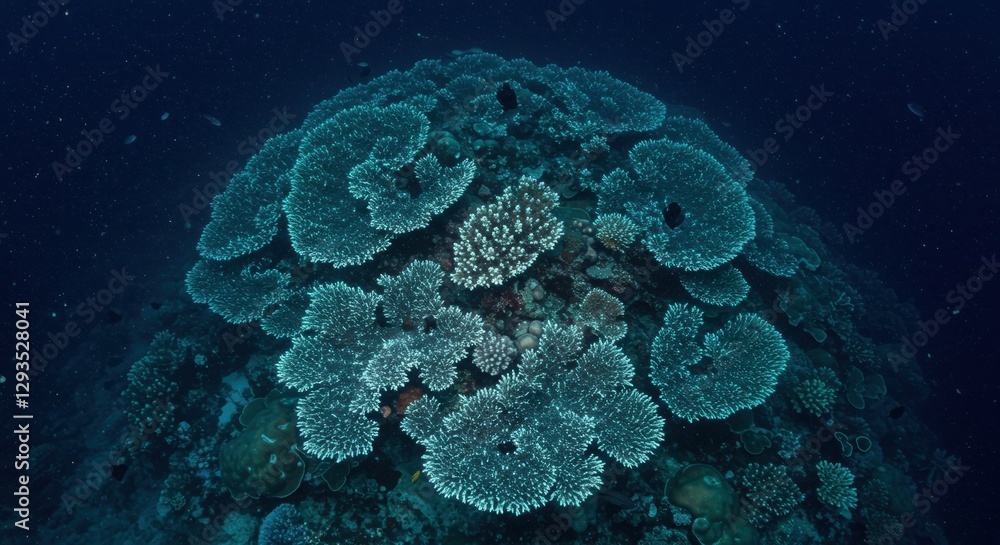 Fototapeta premium Vibrant coral reef thriving underwater, showcasing diverse marine life and healthy ecosystems