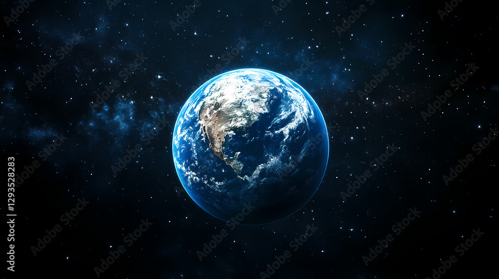 Naklejka premium Earth with stars in deep space