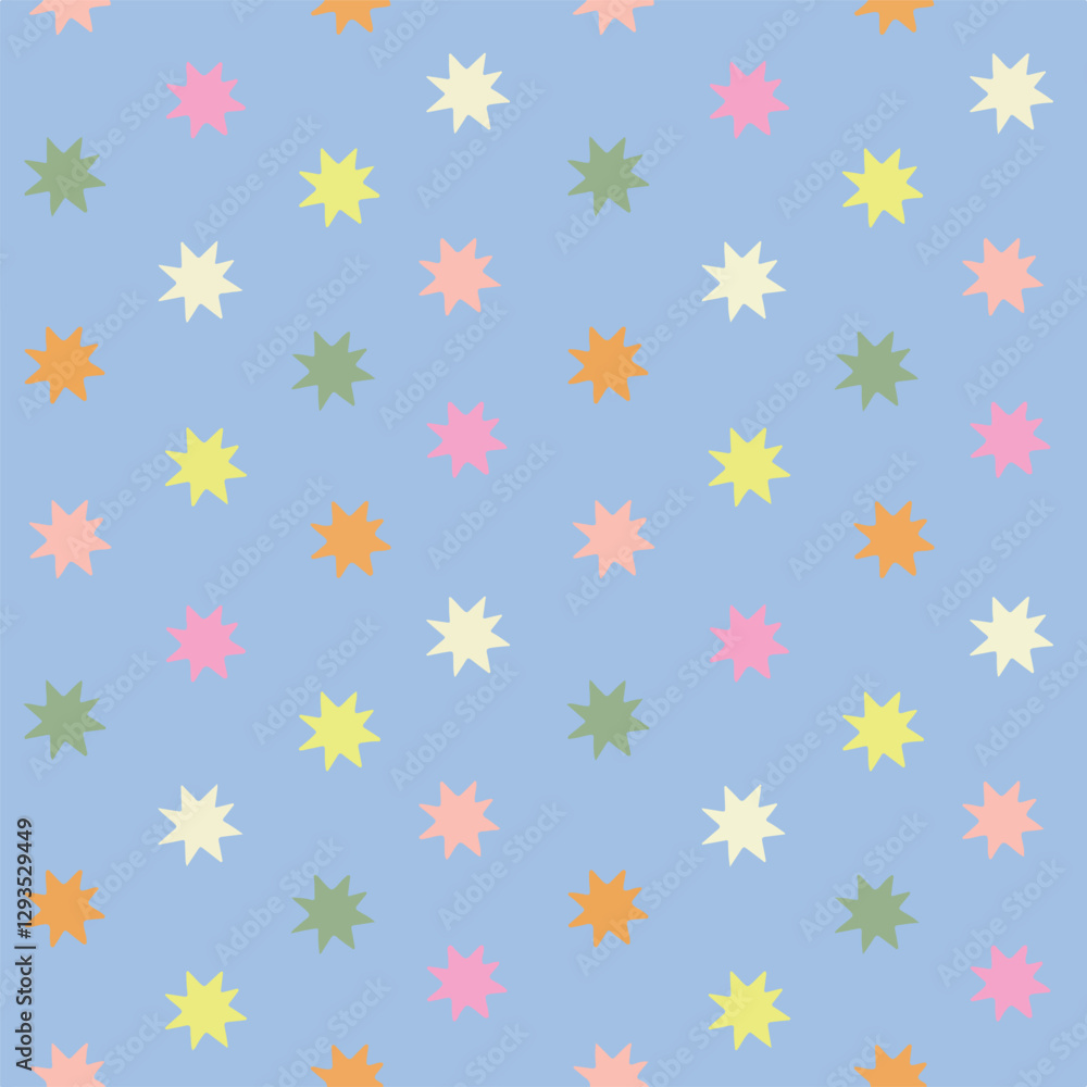 Seamless star pattern featuring hand drawn, a playful and modern geometric design ideal for textiles, wallpapers, and stationery. Seamless star pattern featuring hand drawn, a playful and modern geometric design ideal for textiles, wallpapers, and stationery.