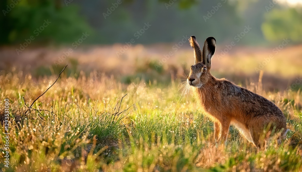 Serene European Brown Hare Frolicking in the Lush Greenery of Hesse, Germanys Countryside, Captured in a Moment of Pure Joy and Tranquility Serene European Brown Hare Frolicking in the Lush Greenery of Hesse, Germanys Countryside, Captured in a Moment of Pure Joy and Tranquility