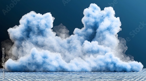 Abstract Digital Cloud Formation Light and Dark Blue Clouds over Teal Water