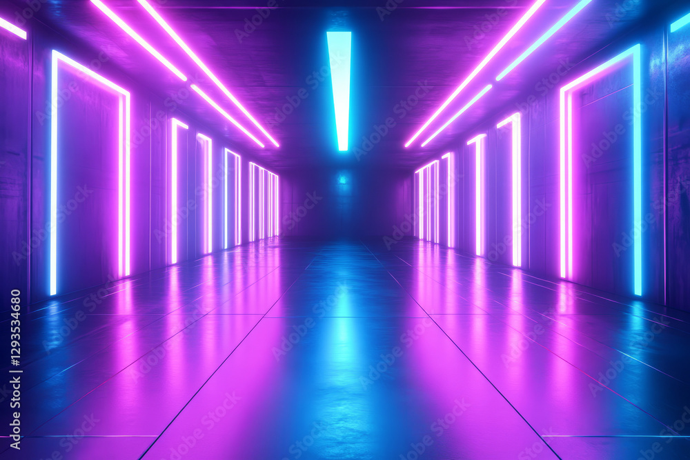 Futuristic abstract technology background with glowing blue and purple neon lines, circuit board elements, and dynamic light streaks. High-tech cyberpunk atmosphere, soft reflections on a metallic Futuristic abstract technology background with glowing blue and purple neon lines, circuit board elements, and dynamic light streaks. High-tech cyberpunk atmosphere, soft reflections on a metallic