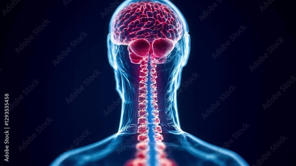 Anatomical illustration of the human brain and spinal cord