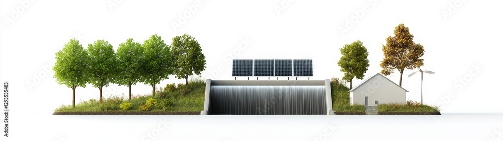Fototapeta premium Conceptual Model of Sustainable Renewable Energy and Green Living
