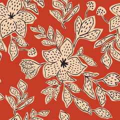 Crédence de cuisine Styles patrons Motif tropical floral encre noire  © Tani Kuzminka
