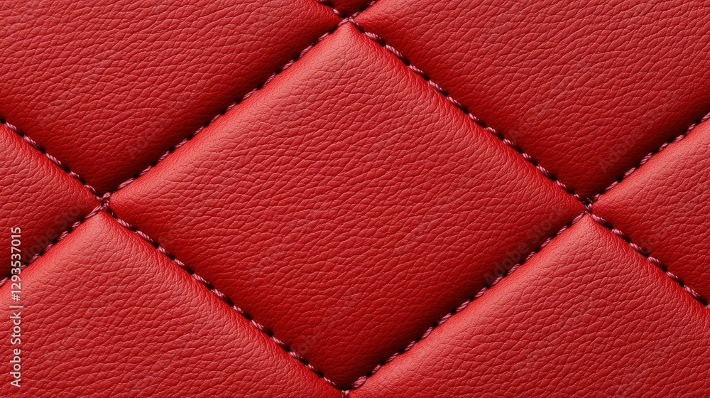 Fototapeta premium A close up of a red leather item with a diamond pattern. The leather is shiny and looks new