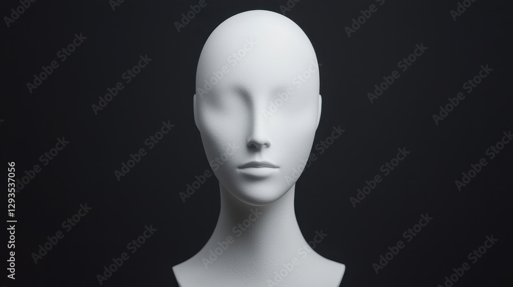 smooth, minimalistic faceless bust sculpture on dark background smooth, minimalistic faceless bust sculpture on dark background
