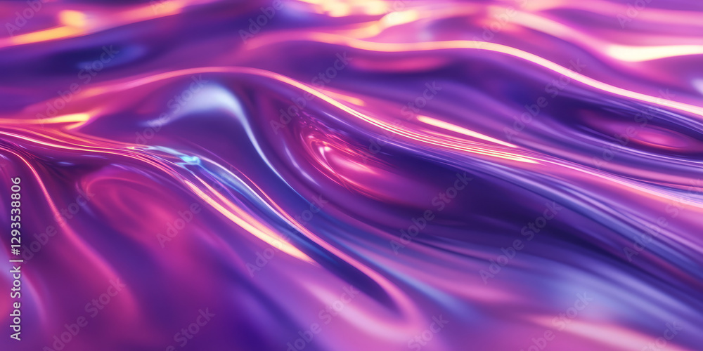 Obraz premium A futuristic abstract background with cascading neon reflections, dynamically shimmering in a cybernetic digital landscape. The interplay of light and seamless motion creates a sleek, modern high-tech