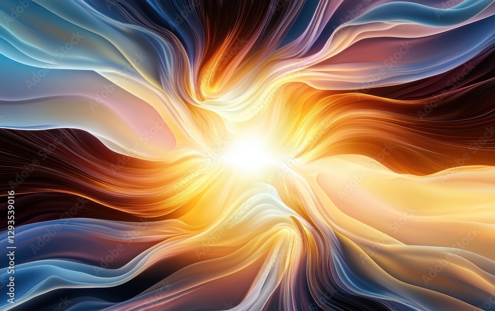 Obraz premium AI-driven neural waves forming an endless fractal of self-evolving knowledge, infused with radiant etheric light